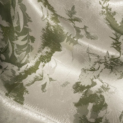 Lili Home Luxury Green Leaf Jacquard Blackout Curtains, Heavyweight