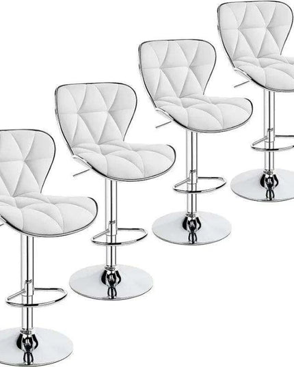 Set of 4 Retro Brown Adjustable Swivel Bar Stools with Shell Back