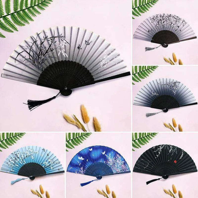 Elegant Vintage Bamboo Folding Fan - Exquisite Dance Accessory & Home Décor Gift for Women