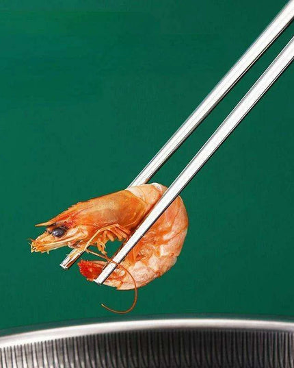 Sustainable Stainless Steel Chopsticks with Extended Length and Anti-Slip Grip