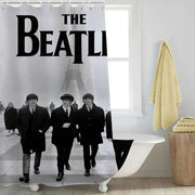 B-Beatles Rock Band Printed Shower Curtain with 12 Hooks
