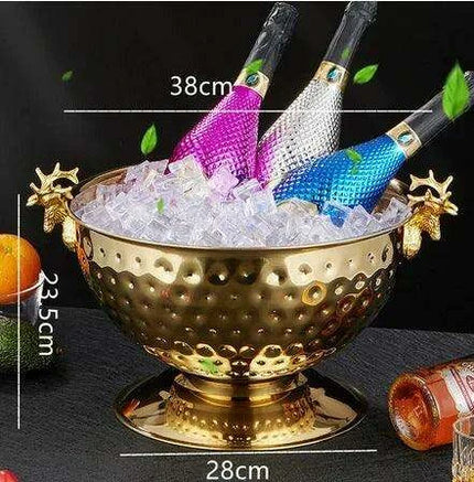 Elegant Stainless Steel Deer Head Beverage Chiller - Premium Ice Bucket