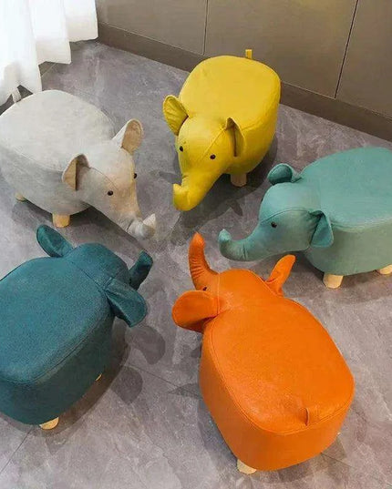 Charming Cartoon Animal Wooden Stool for Kids - Fun and Portable Shoe Changing Seat