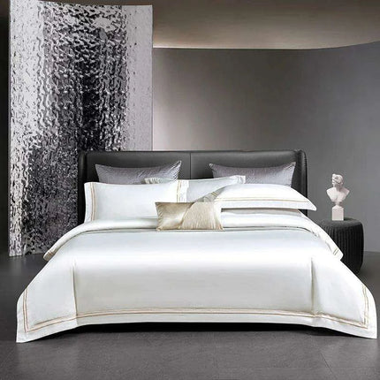 Elegant 1000TC Egyptian Cotton Silky Soft Embroidered Bedding Collection with Duvet Cover, Sheet, and Pillowcases