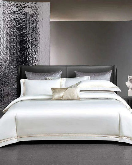 Elegant 1000TC Egyptian Cotton Silky Soft Embroidered Bedding Collection with Duvet Cover, Sheet, and Pillowcases
