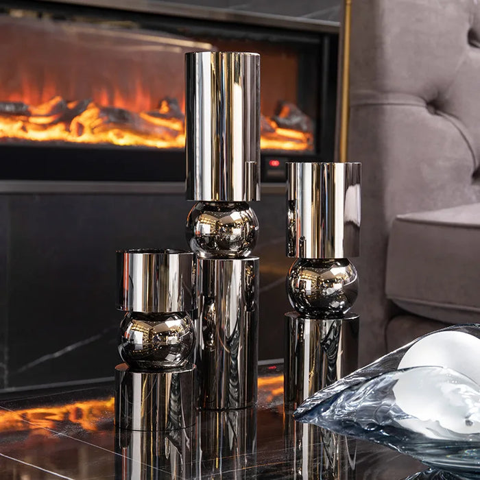 Elegant Geometric Glass Candle Holder - Modern Cylinder Glow