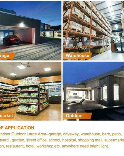 85W Adjustable LED Garage Ceiling Light with Foldable Blades - Energy-Efficient E27 Industrial Lamp