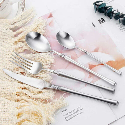 Sophisticated Antique Gold Matte Flatware Set - Premium Stainless Steel Cutlery for Elegant Dining Experiences