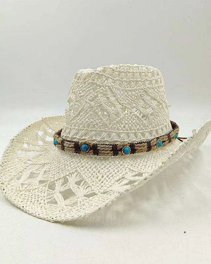 Handcrafted Unisex Denim Straw Cowboy Hat for Ultimate Summer Sun Protection