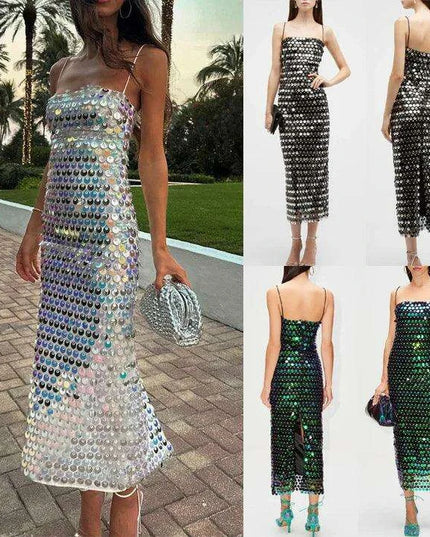 Dazzling Irregular Hem Beaded Summer Dress for Bold Women