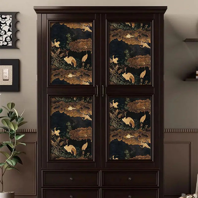 Vintage Dark Crane Peel and Stick Waterproof Wallpaper