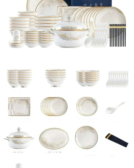 Elegant White Korean Ceramic Dinnerware Set for Refined Dining