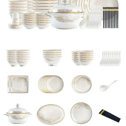 Sleek Korean-Inspired White Ceramic Dinnerware Collection - Luxe Table Setting