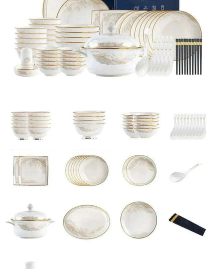Sleek Korean-Inspired White Ceramic Dinnerware Collection - Luxe Table Setting