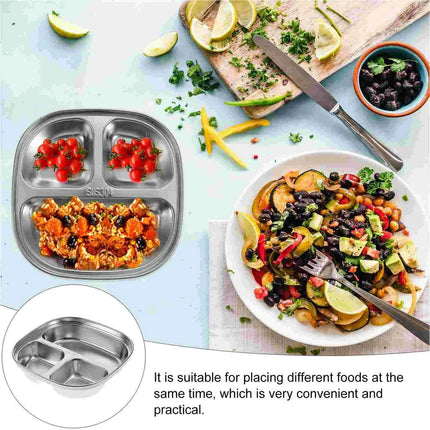 Sophisticated Stainless Steel Sectioned Plate for Gourmet Dining