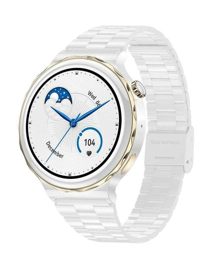Stylish White Fitness Smartwatch with Comprehensive Health Tracking and NFC Integration