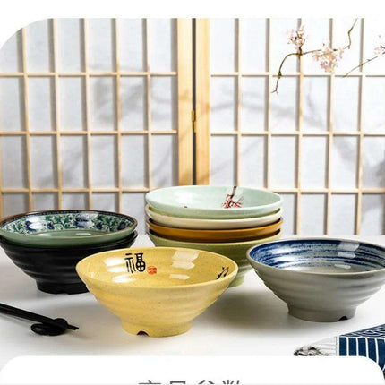 Sophisticated Japanese Melamine Noodle Bowl - Stylish Faux Porcelain Dining Set