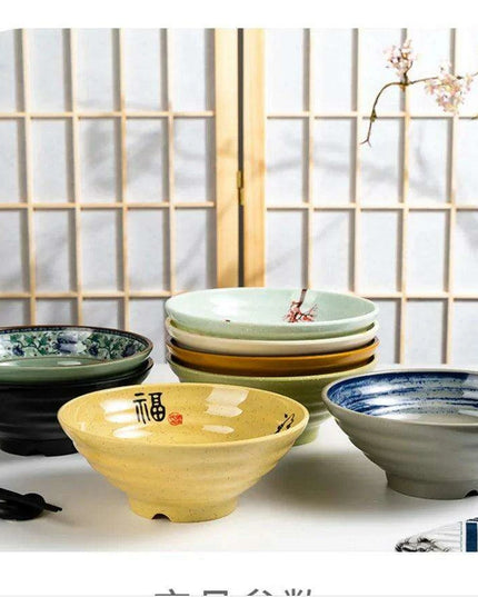 Sophisticated Japanese Melamine Noodle Bowl - Stylish Faux Porcelain Dining Set