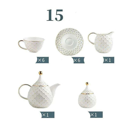 Elegant European Bone China Coffee and Tea Set with Chic Ceramic Teapot