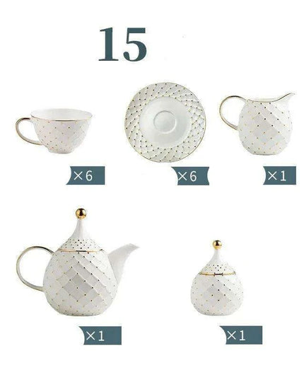 Elegant European Bone China Coffee and Tea Set with Chic Ceramic Teapot