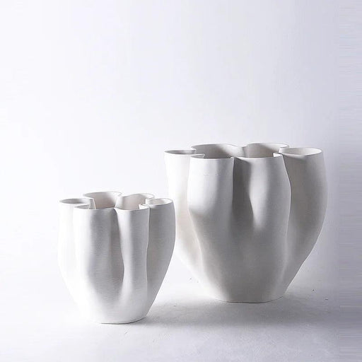 Sophisticated Ceramic Vase with Unique Open Fold Design - Stylish Home Décor Piece