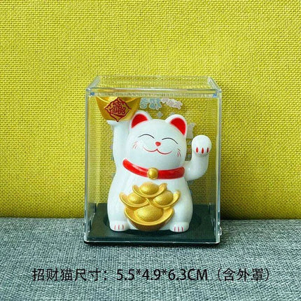 Solar Waving Lucky Cat: Eco-Friendly Maneki Neko for Home and Office Good Fortune