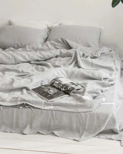 Elegant French Flax Linen Duvet Cover in Soft White