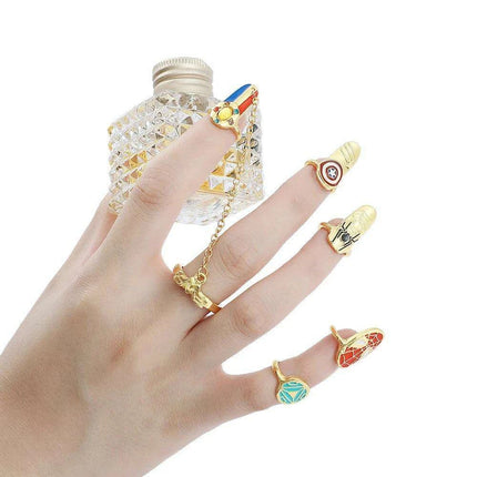 Avengers-Inspired Chic Nail Rings - Trendy Korean Jewelry Set for Fashion-Forward Women