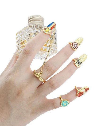 Avengers-Inspired Chic Nail Rings - Trendy Korean Jewelry Set for Fashion-Forward Women