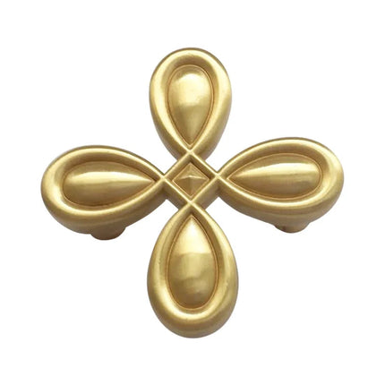 Four Leaf Clover Shape Kitchen Cabinet Knob Drawer Pulls Brass Gold Be