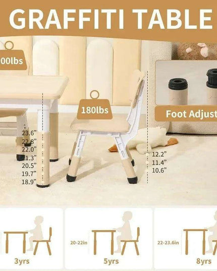 Adjustable Toddler Activity Table and Chair Set for Kids Aged 3-8
