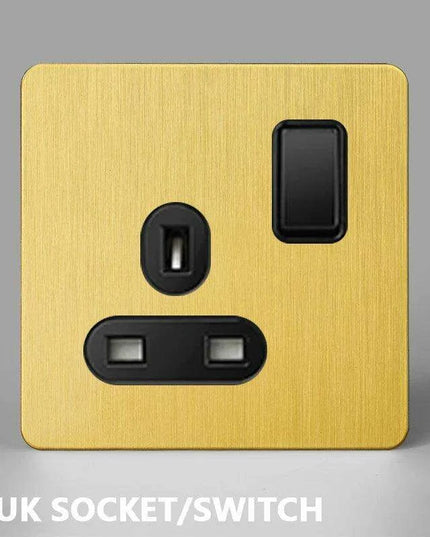 Elegant Vintage Gold Dimmer Switches with USB - 1, 2, 3 Gang 2 Way Sockets for French EU Plugs