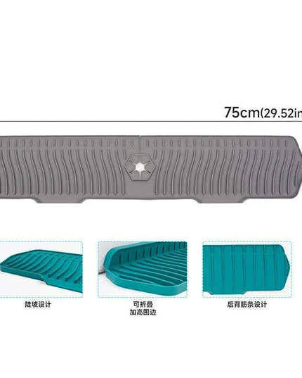 Versatile Silicone Splash Guard Mat with Drip Catcher for Kitchen and Bath