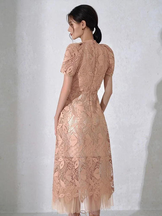 Elegant Bow-Detail Lace Halter Neck Dress for Women's Summer Events 2024