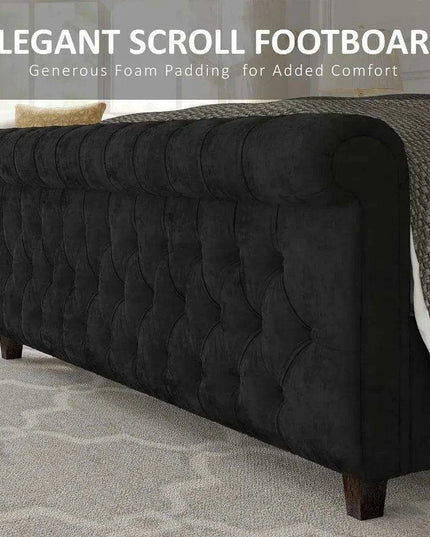 Opulent Handcrafted Velvet King Sleigh Bed - Sophisticated Style & Exceptional Comfort