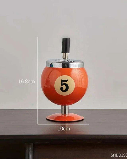 Chic Billiards-Inspired Metal Ashtray - Stylish Smoking Accessory and Decorative Accent for Home and Office