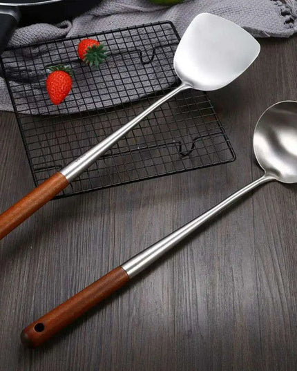 Stainless Steel Wok Spatula and Ladle Kitchen Utensil Set for Cooking