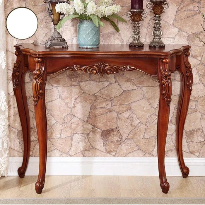 European Style Solid Wood Hallway Console Table - Vintage Elegance and Charm