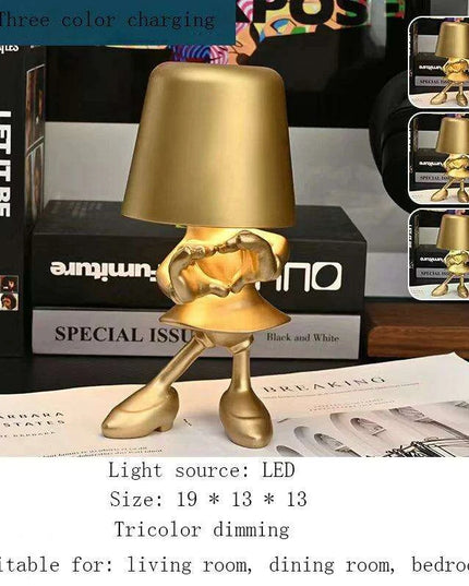 Illuminating Elegance: Golden Charging Desk Lamp with Italian Resin Accent
