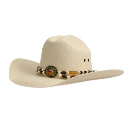 Classic Waterproof Cowboy Hat with Unique Cowhead Detail - Trendy Straw Sun Protection Accessory