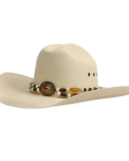 Classic Waterproof Cowboy Hat with Unique Cowhead Detail - Trendy Straw Sun Protection Accessory
