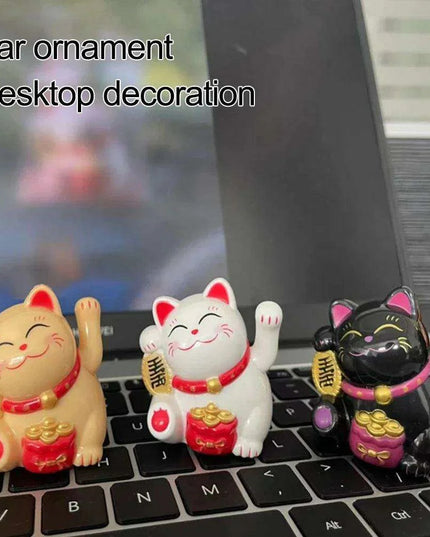 Solar-Powered Lucky Cat Figurine for Abundance and Good Fortune