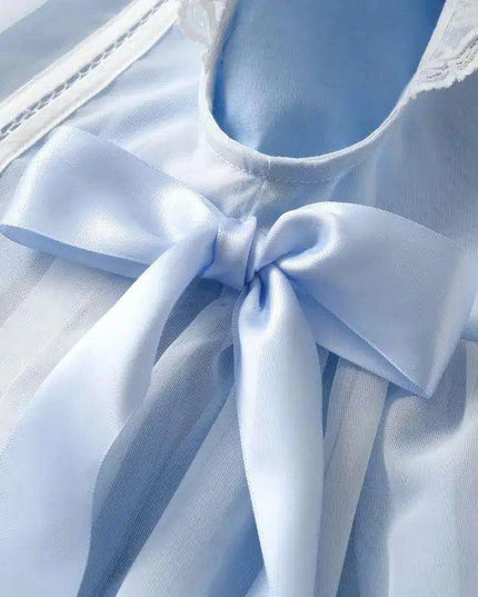 Baby Girl Christening Gown with Spanish Lace and Charming Bow -