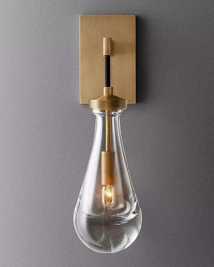 Luxurious Copper Finish Crystal Water Droplet LED Wall Light - Nordic Modern Design