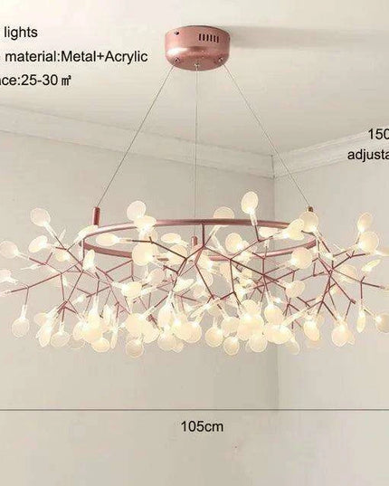 Nordic Firefly Chandelier: Customizable Rose Gold & Black Lighting Masterpiece