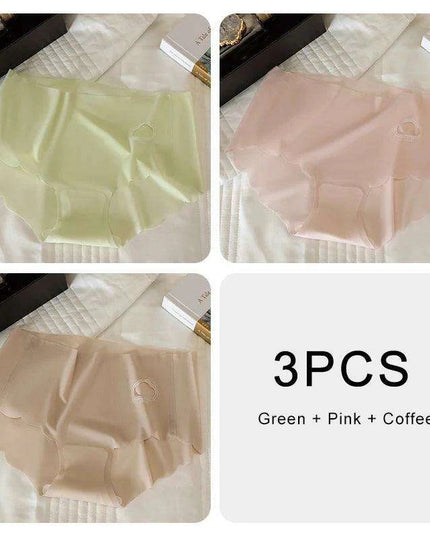 3-Pack Women's Luxurious Ice Silk Mid-Rise Briefs - Ultimate Comfort Seamless Lingerie