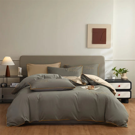 Monnom 100% Egyptian Cotton Duvet Cover Set - 3pcs, Soft & Durable