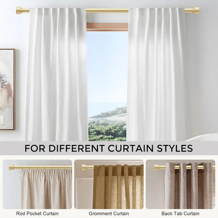DFHH555 1" Heavy Duty Adjustable Curtain Rod, 30-60", Gold, Easy Insta