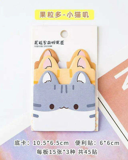 Adorable Kawaii 3-Layer Sticky Notes Collection - Fun Memo Pad with 45 Sheets