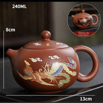 Magical Color-Changing Purple Clay Teapot and Cup Set for Kung Fu Tea Ceremonies